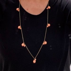 Ann Taylor Coral Cluster Cabochon Long Necklace